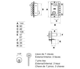 Cerradura FAC de sobreponer S 90